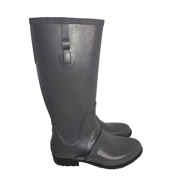 LL Bean Wellie Boots Womens Size 10 Rubber Waterproof Rain Shoes Buckle Strap - Picture 1 of 11